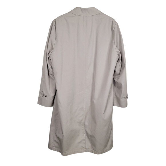 London Towne Trench Coat Men Size 40 Reg Khaki Zip Out Faux Fur Nylon Liner - Picture 3 of 15